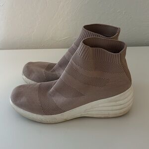 Brash pink ankle heeled tennis shoes